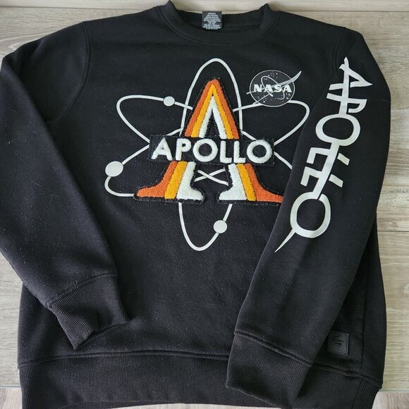 Southpole NASA Apollo Mission Patch Sweatshirt Large Black Polyester Pullover - Picture 3 of 13